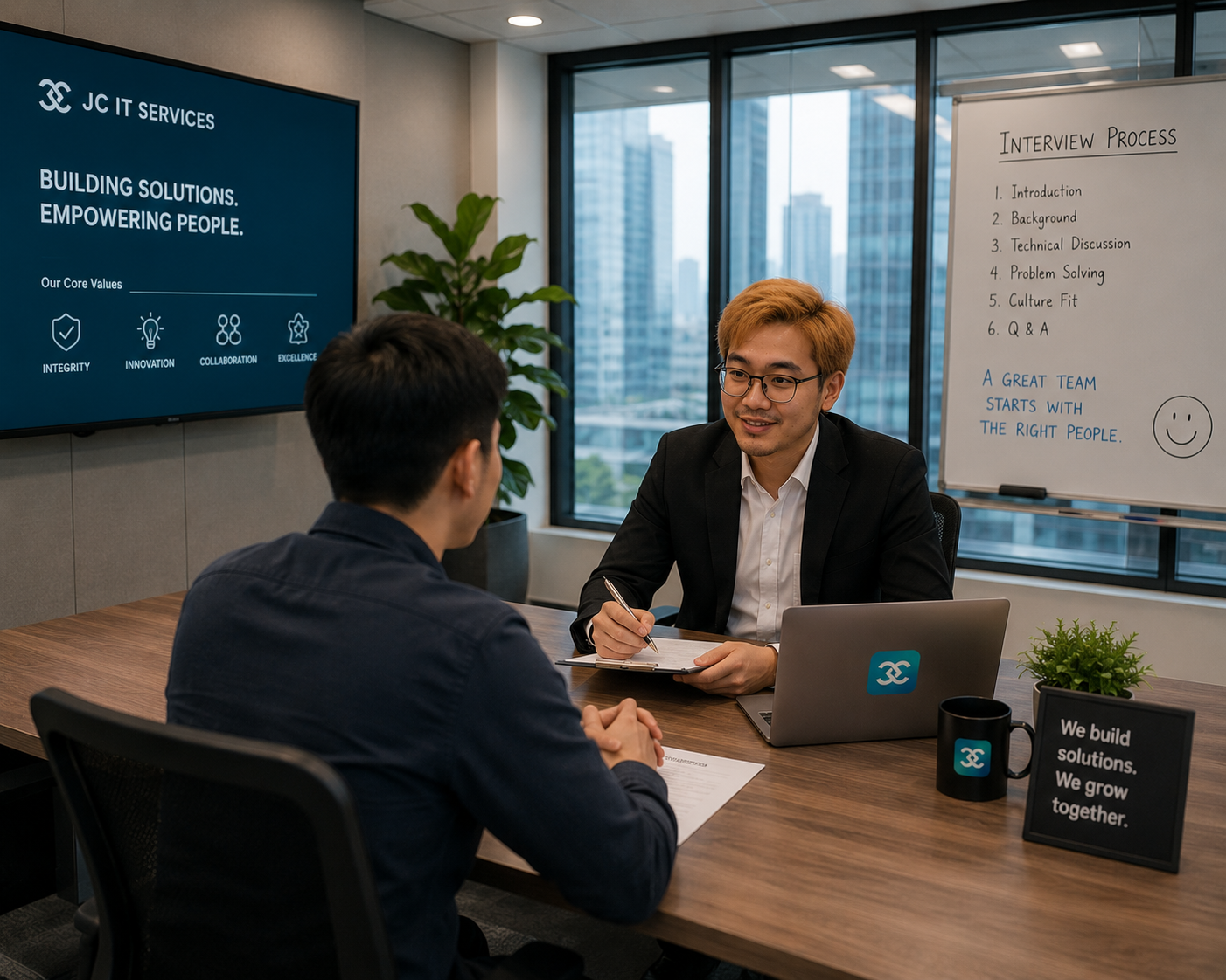 JCIT interviewer meeting a prospective team member