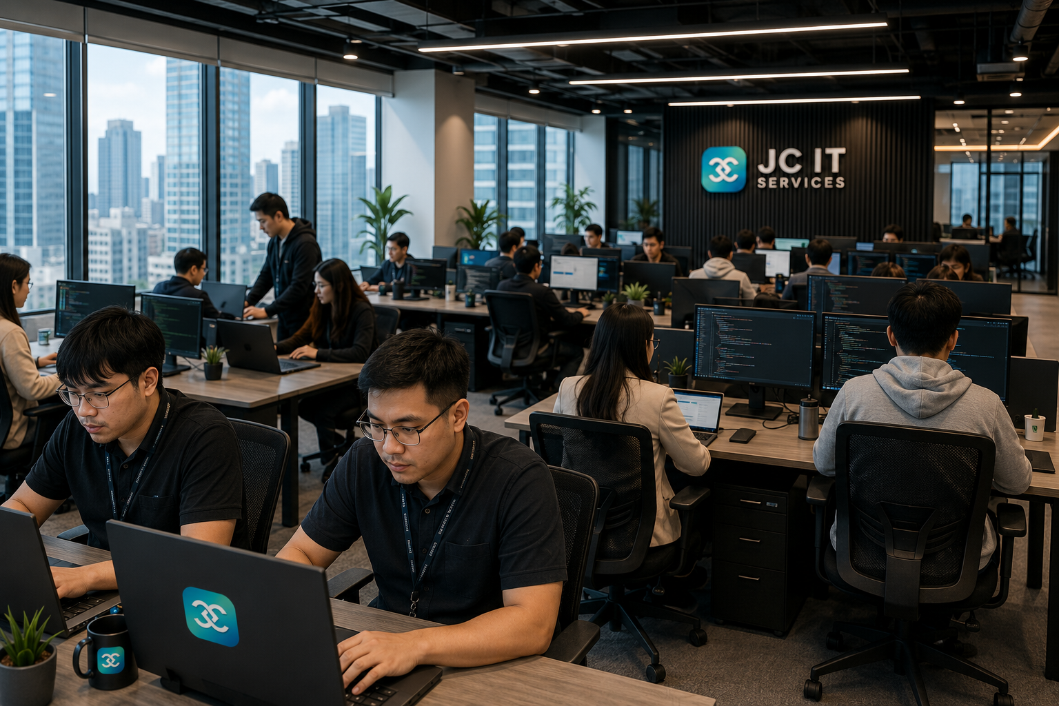 JCIT professionals working together in an AI-enabled office